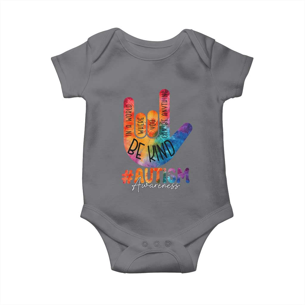 Be Kind ASL Autism Awareness Baby Onesie Love Sign Language Hand Tie Dye