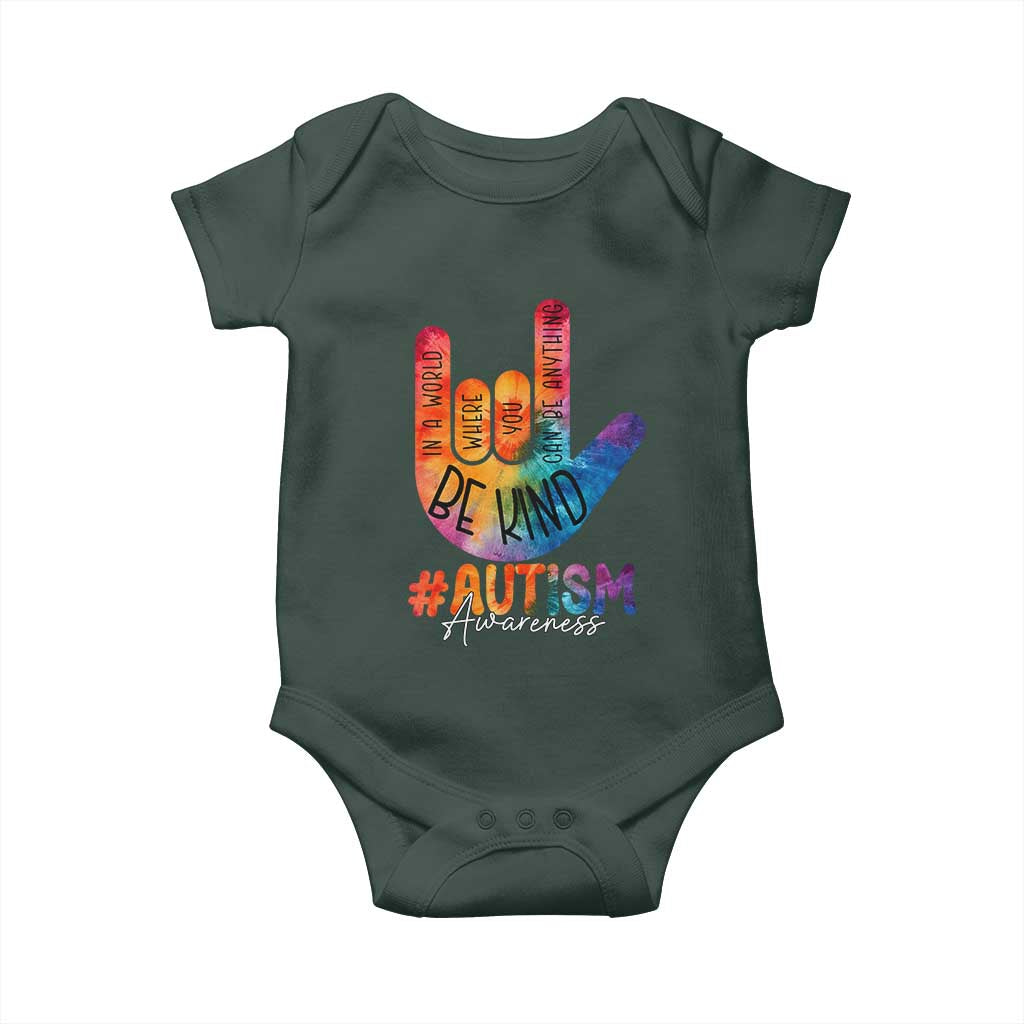 Be Kind ASL Autism Awareness Baby Onesie Love Sign Language Hand Tie Dye