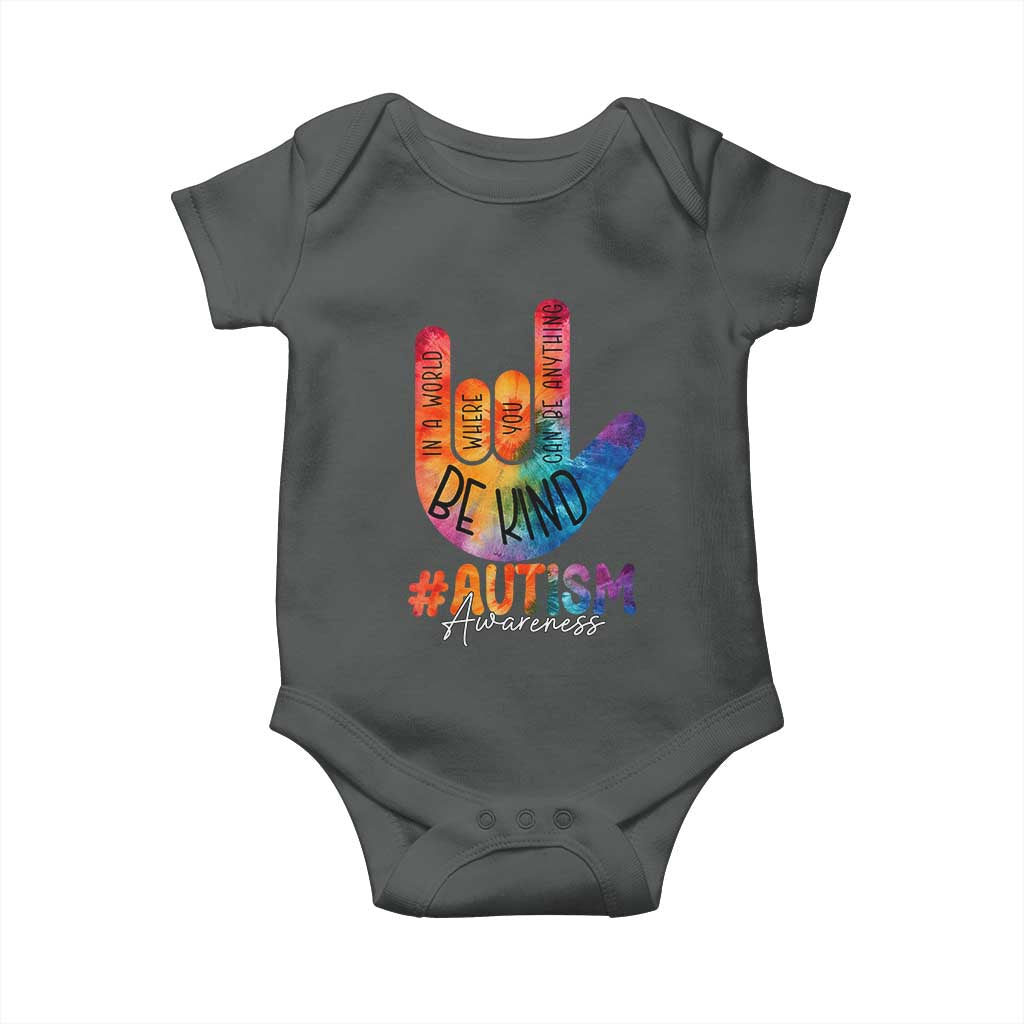 Be Kind ASL Autism Awareness Baby Onesie Love Sign Language Hand Tie Dye