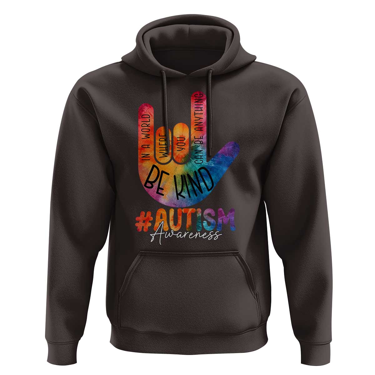 Be Kind ASL Autism Awareness Hoodie Love Sign Language Hand Tie Dye