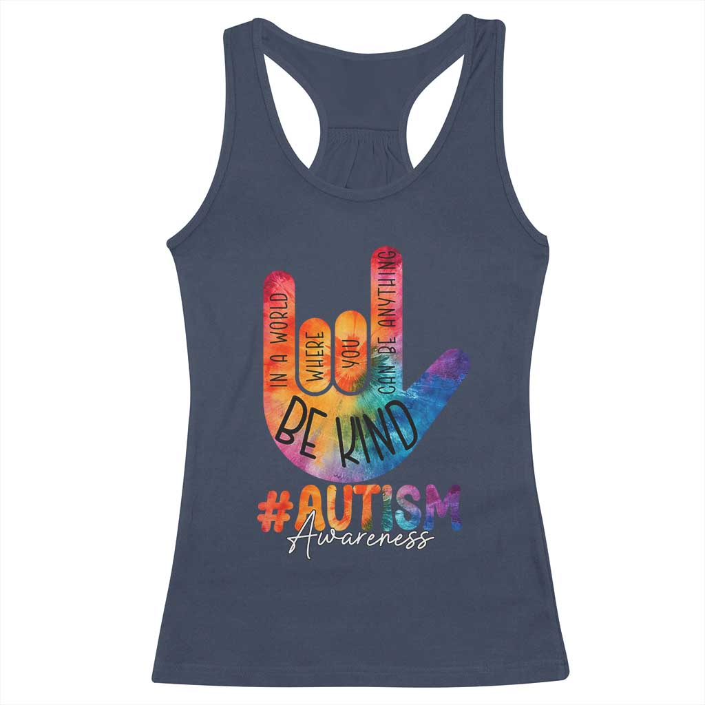 Be Kind ASL Autism Awareness Racerback Tank Top Love Sign Language Hand Tie Dye