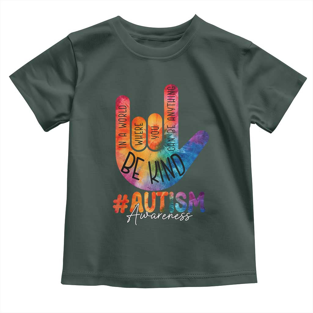 Be Kind ASL Autism Awareness Toddler T Shirt Love Sign Language Hand Tie Dye