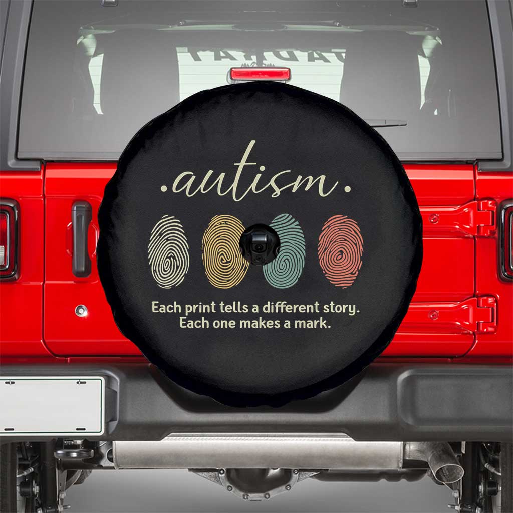 Retro Fingerprint Autism Awareness Spare Tire Cover Each Print Tells A Different Story