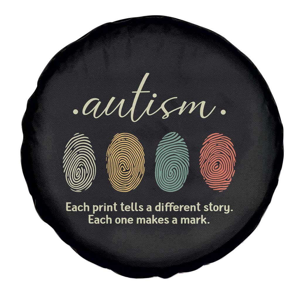 Retro Fingerprint Autism Awareness Spare Tire Cover Each Print Tells A Different Story
