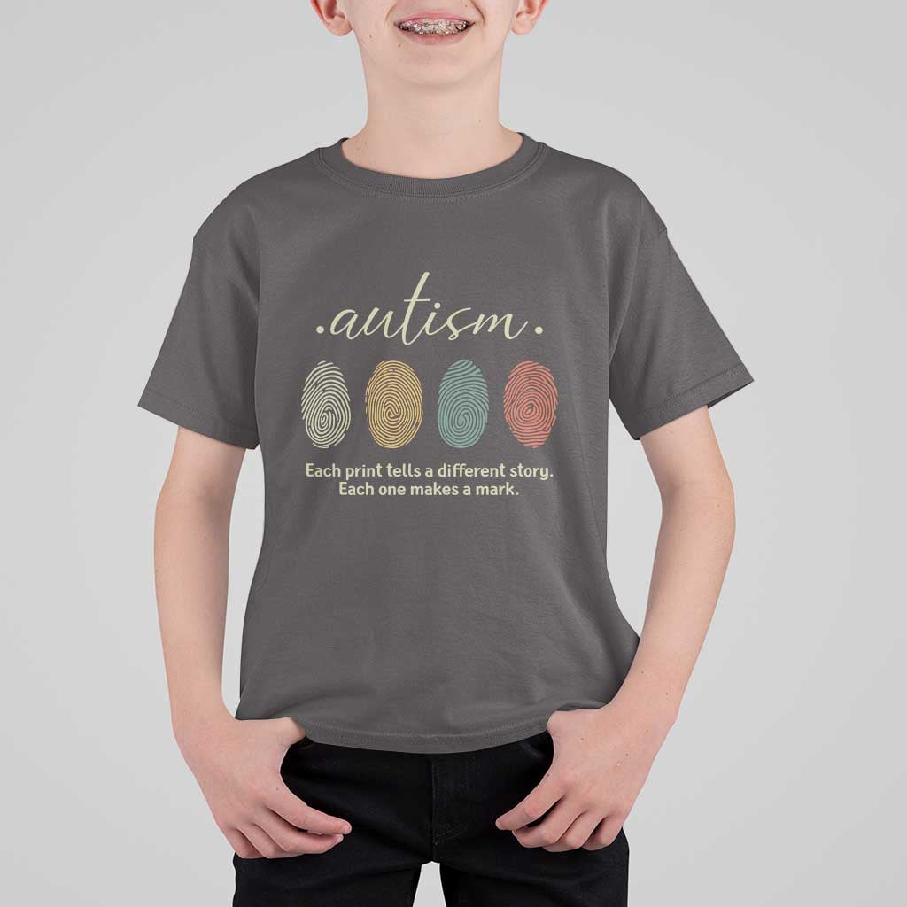 Retro Fingerprint Autism Awareness T Shirt For Kid Each Print Tells A Different Story