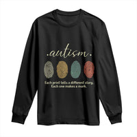 Retro Fingerprint Autism Awareness Long Sleeve Shirt Each Print Tells A Different Story