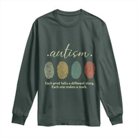 Retro Fingerprint Autism Awareness Long Sleeve Shirt Each Print Tells A Different Story