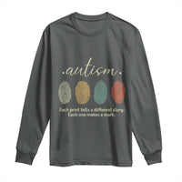 Retro Fingerprint Autism Awareness Long Sleeve Shirt Each Print Tells A Different Story