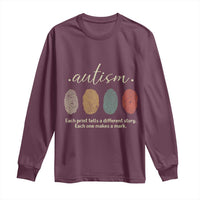 Retro Fingerprint Autism Awareness Long Sleeve Shirt Each Print Tells A Different Story