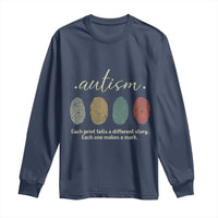 Retro Fingerprint Autism Awareness Long Sleeve Shirt Each Print Tells A Different Story