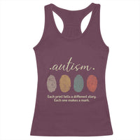 Retro Fingerprint Autism Awareness Racerback Tank Top Each Print Tells A Different Story