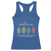 Retro Fingerprint Autism Awareness Racerback Tank Top Each Print Tells A Different Story