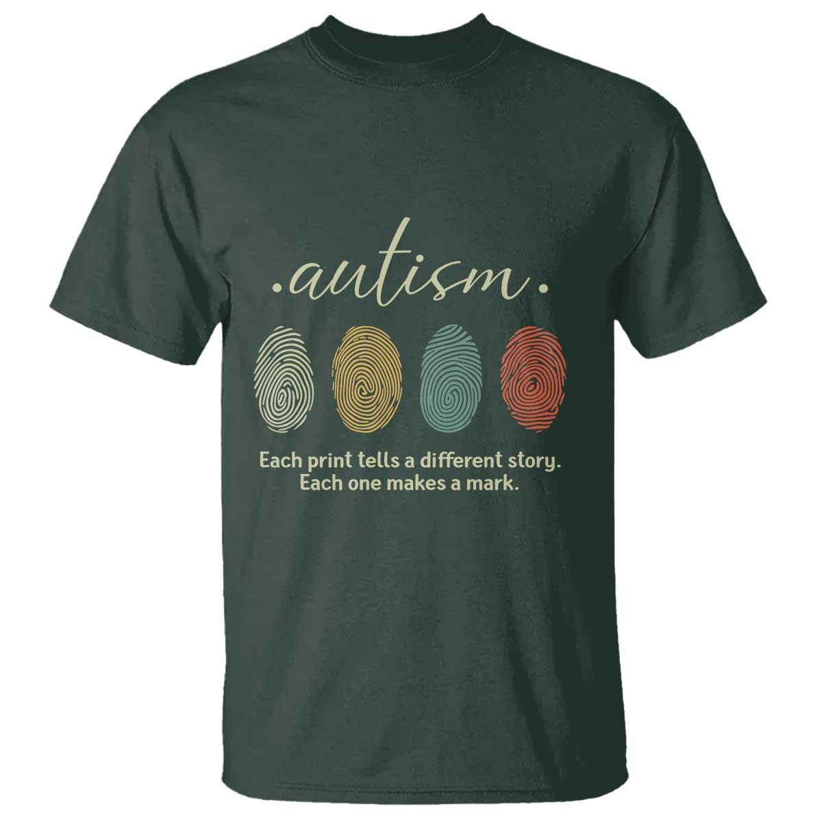 Retro Fingerprint Autism Awareness T Shirt Each Print Tells A Different Story