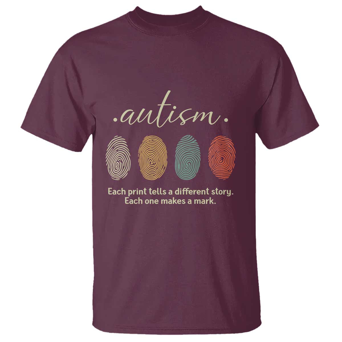 Retro Fingerprint Autism Awareness T Shirt Each Print Tells A Different Story