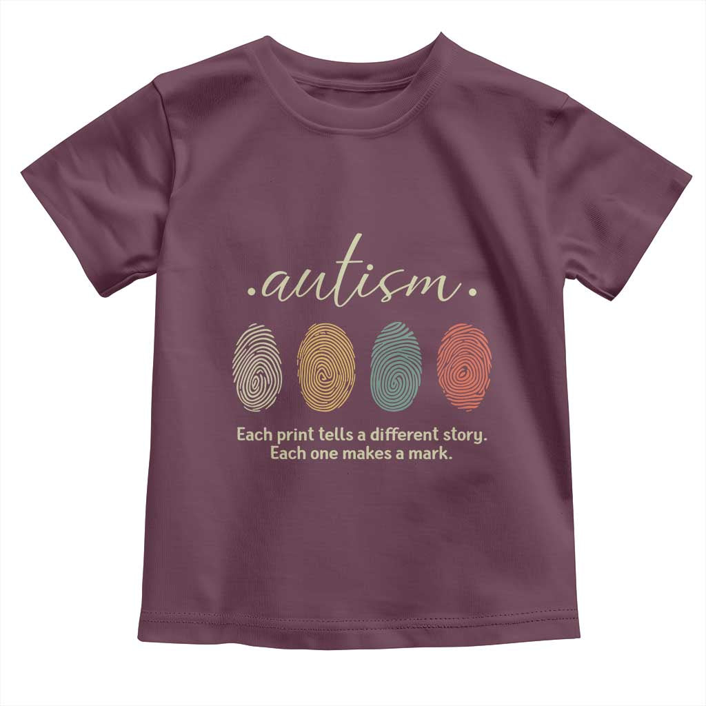 Retro Fingerprint Autism Awareness Toddler T Shirt Each Print Tells A Different Story