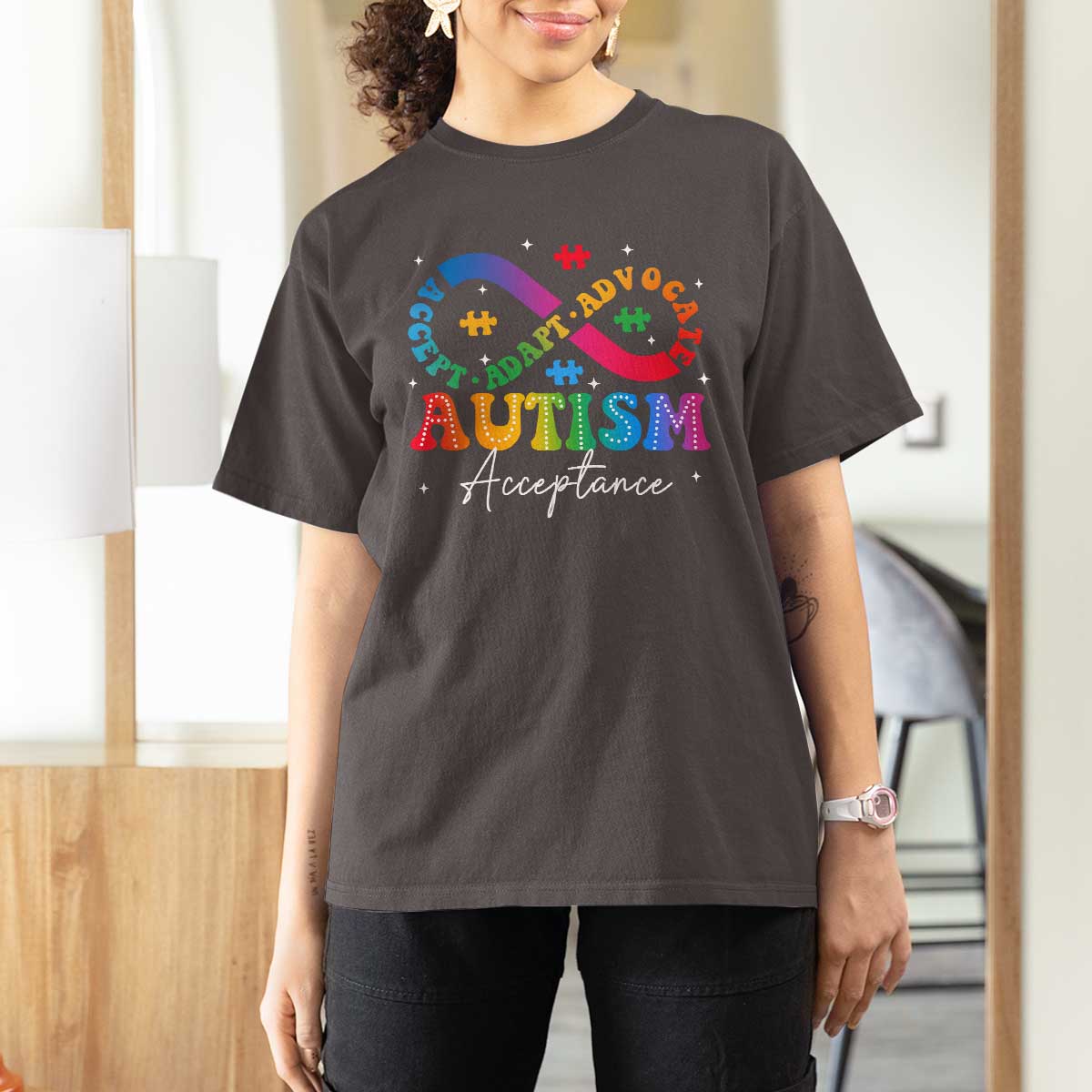 Autism Awareness Acceptance T Shirt For Women Infinity Symbol Neurodiversity