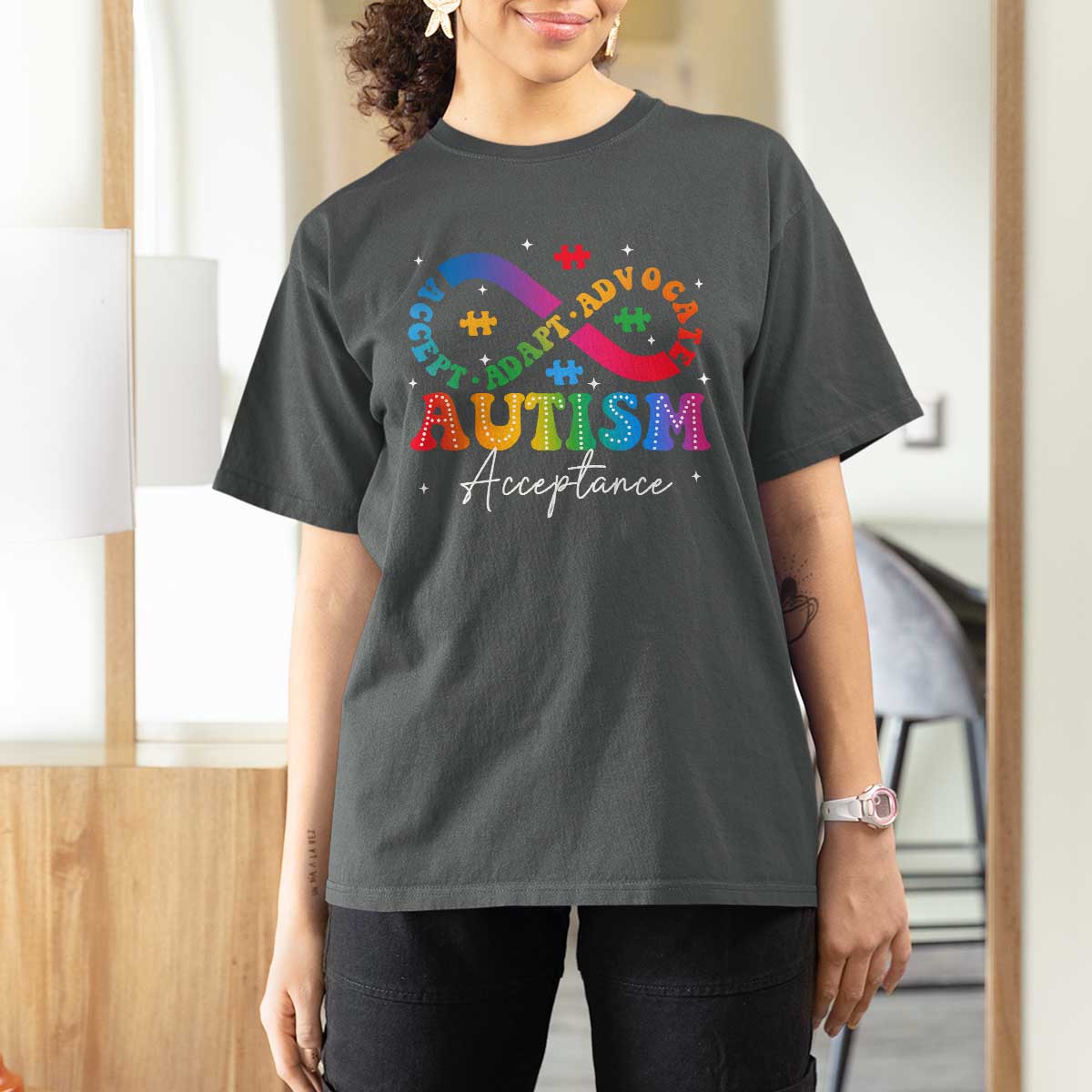 Autism Awareness Acceptance T Shirt For Women Infinity Symbol Neurodiversity