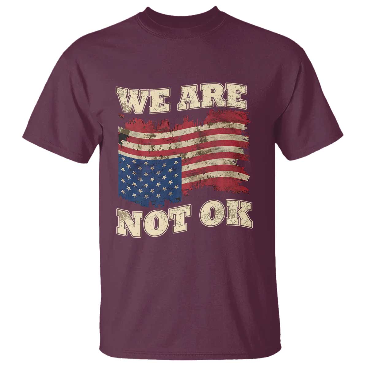 We Are Not Ok T Shirt Upside down American USA Flag