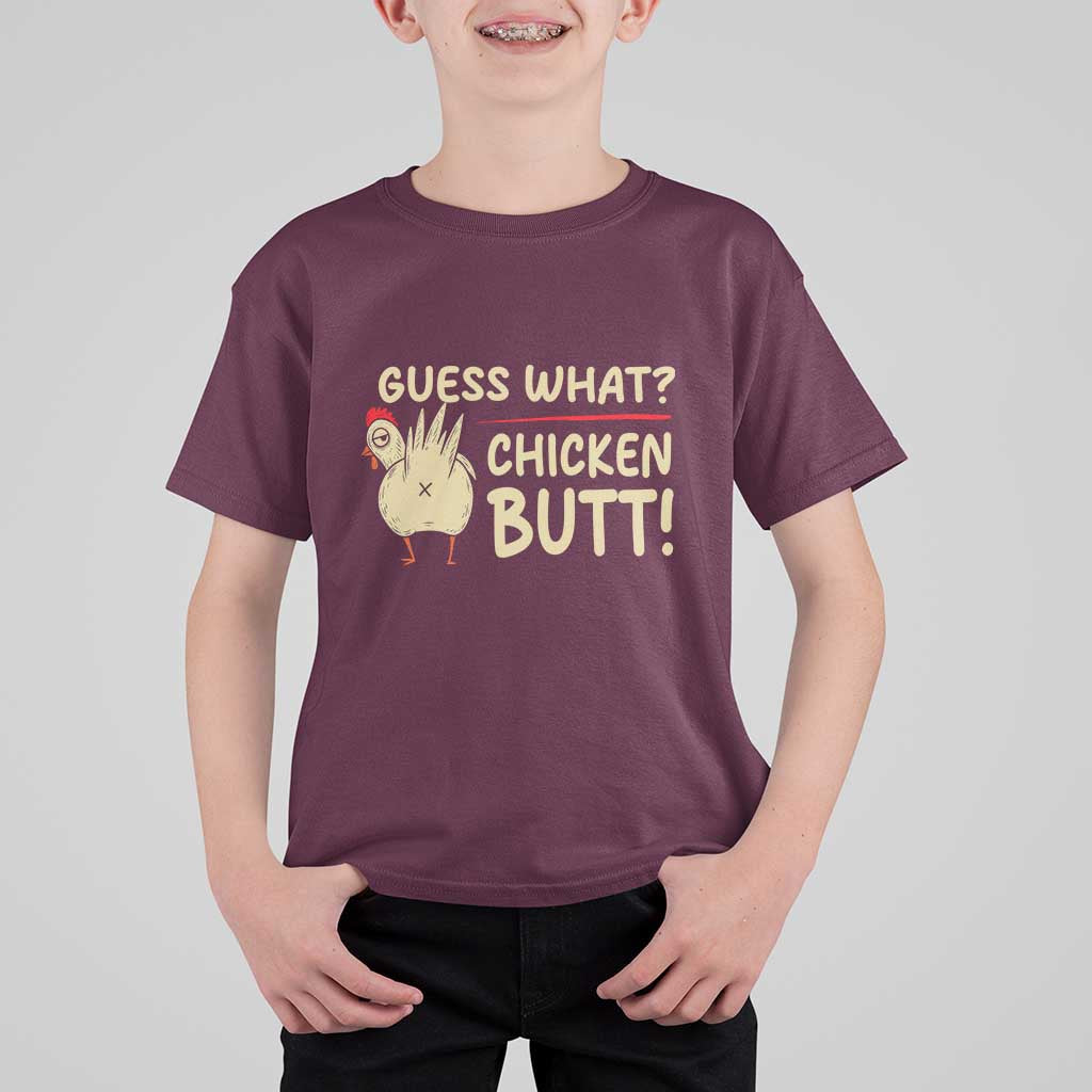 Guess What Chicken Butt T Shirt For Kid Funny Chicken Farmer Farming - Wonder Print Shop