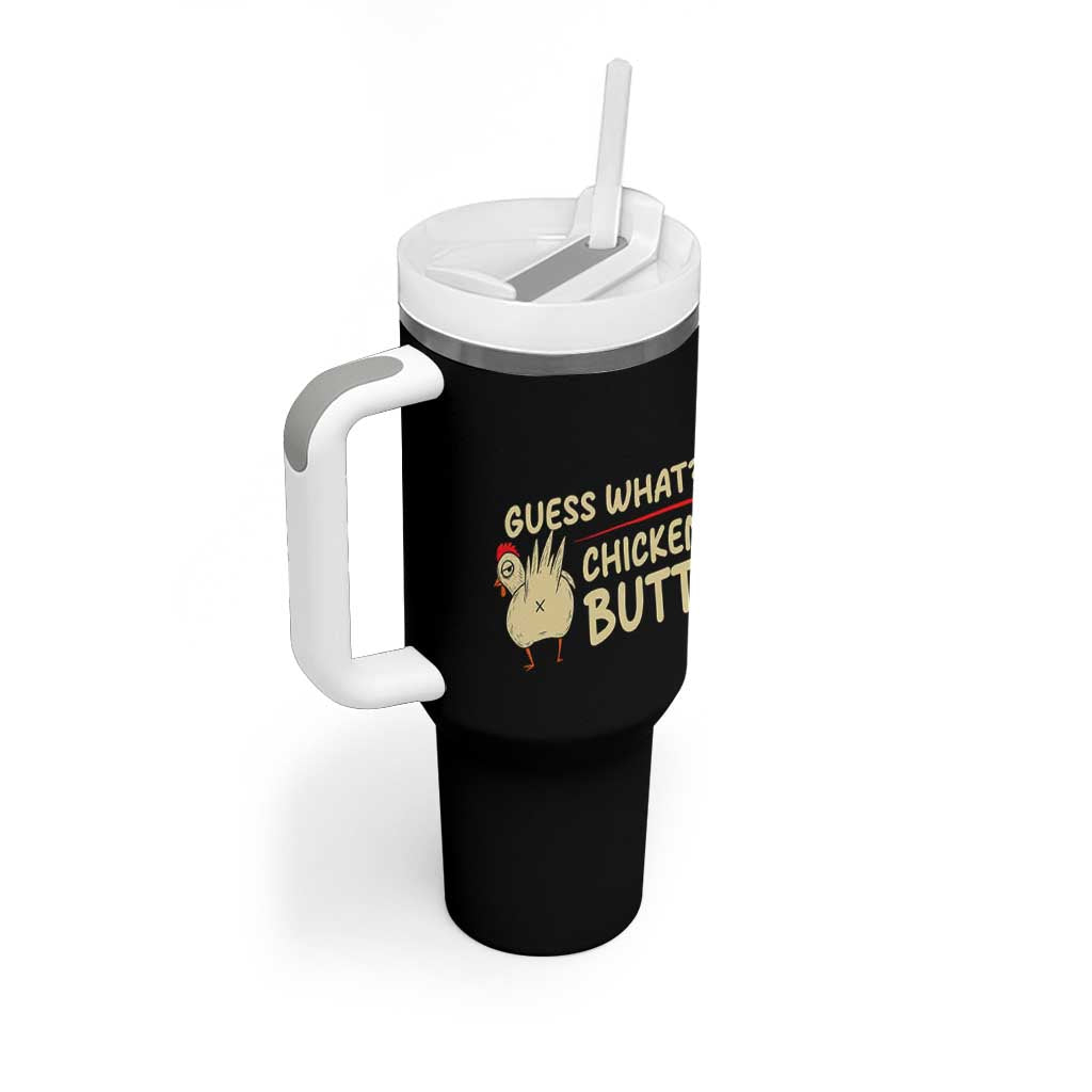 Guess What Chicken Butt Tumbler With Handle Funny Chicken Farmer Farming - Wonder Print Shop