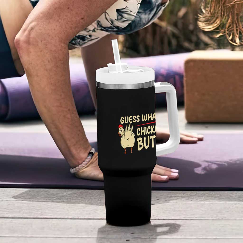 Guess What Chicken Butt Tumbler With Handle Funny Chicken Farmer Farming - Wonder Print Shop