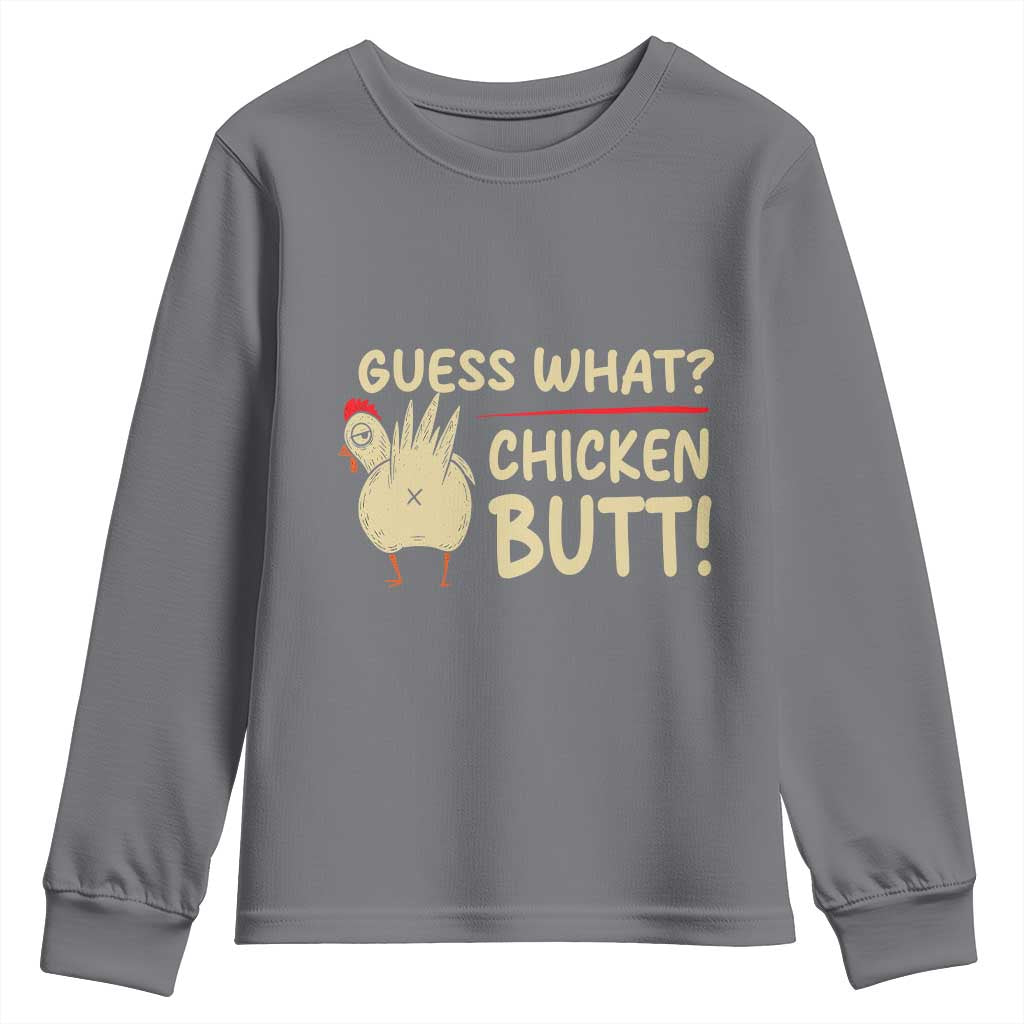 Guess What Chicken Butt Youth Sweatshirt Funny Chicken Farmer Farming - Wonder Print Shop