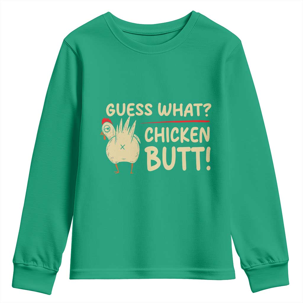 Guess What Chicken Butt Youth Sweatshirt Funny Chicken Farmer Farming - Wonder Print Shop