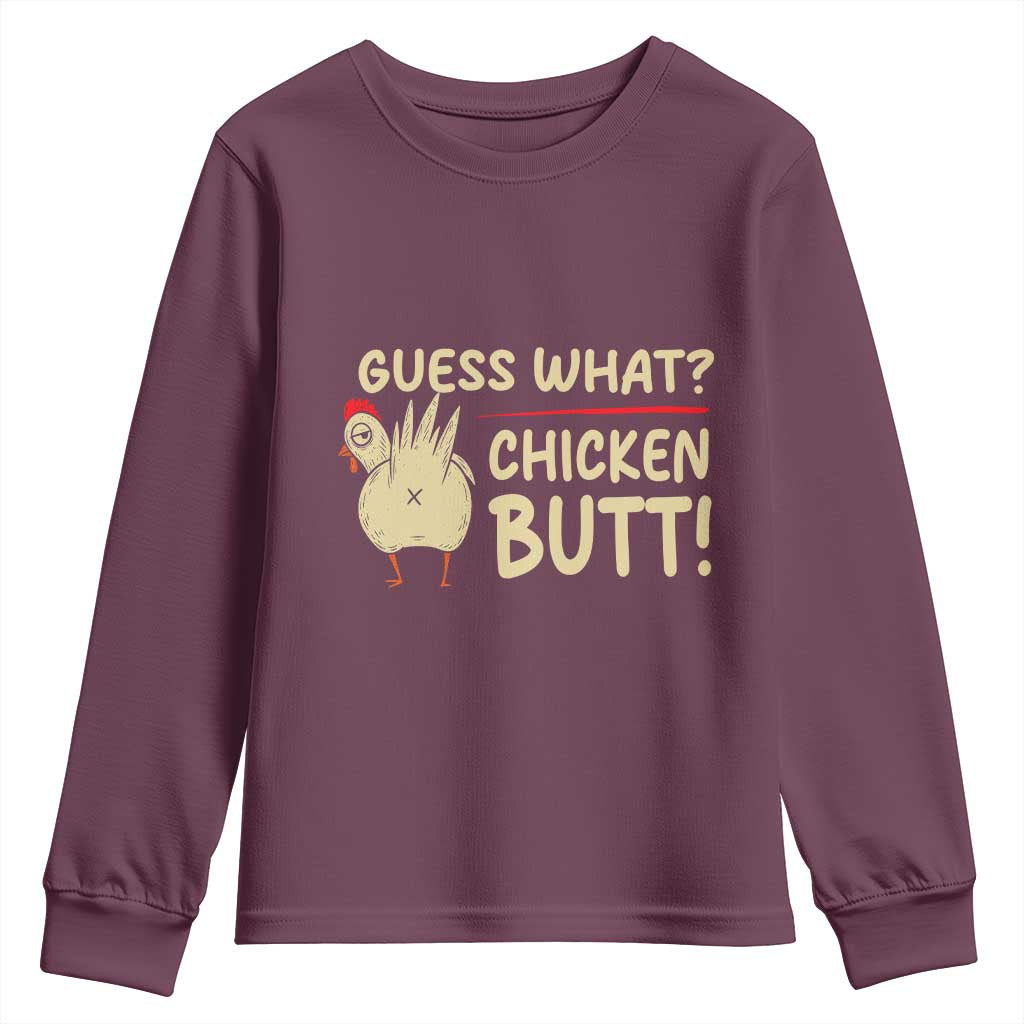 Guess What Chicken Butt Youth Sweatshirt Funny Chicken Farmer Farming - Wonder Print Shop