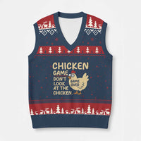 Funny Chicken Game Dont Look At The Chicken V-Neck Knit Sweater Vest - Wonder Print Shop