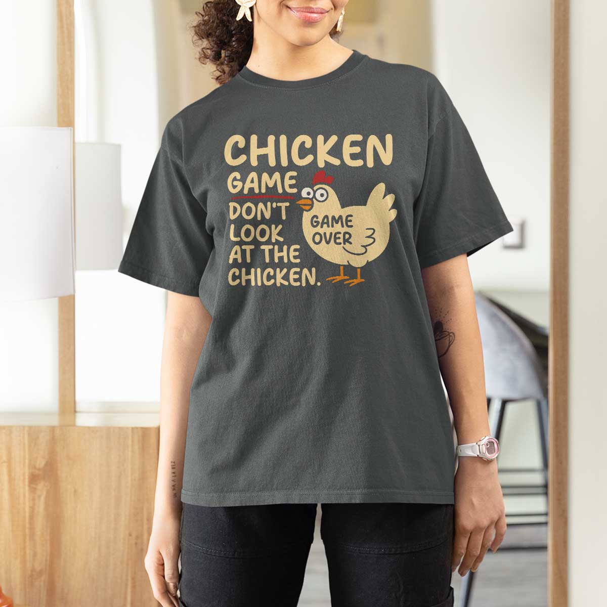 Funny Chicken Game Dont Look At The Chicken T Shirt For Women - Wonder Print Shop