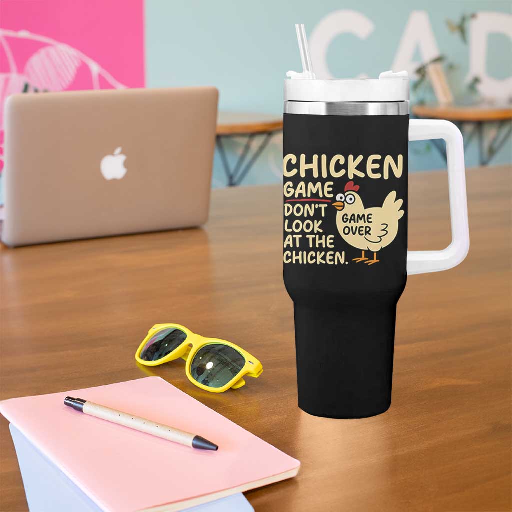 Funny Chicken Game Dont Look At The Chicken Tumbler With Handle - Wonder Print Shop