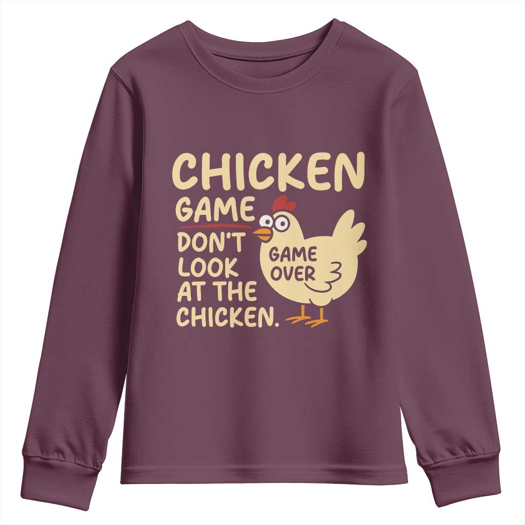 Funny Chicken Game Dont Look At The Chicken Youth Sweatshirt - Wonder Print Shop