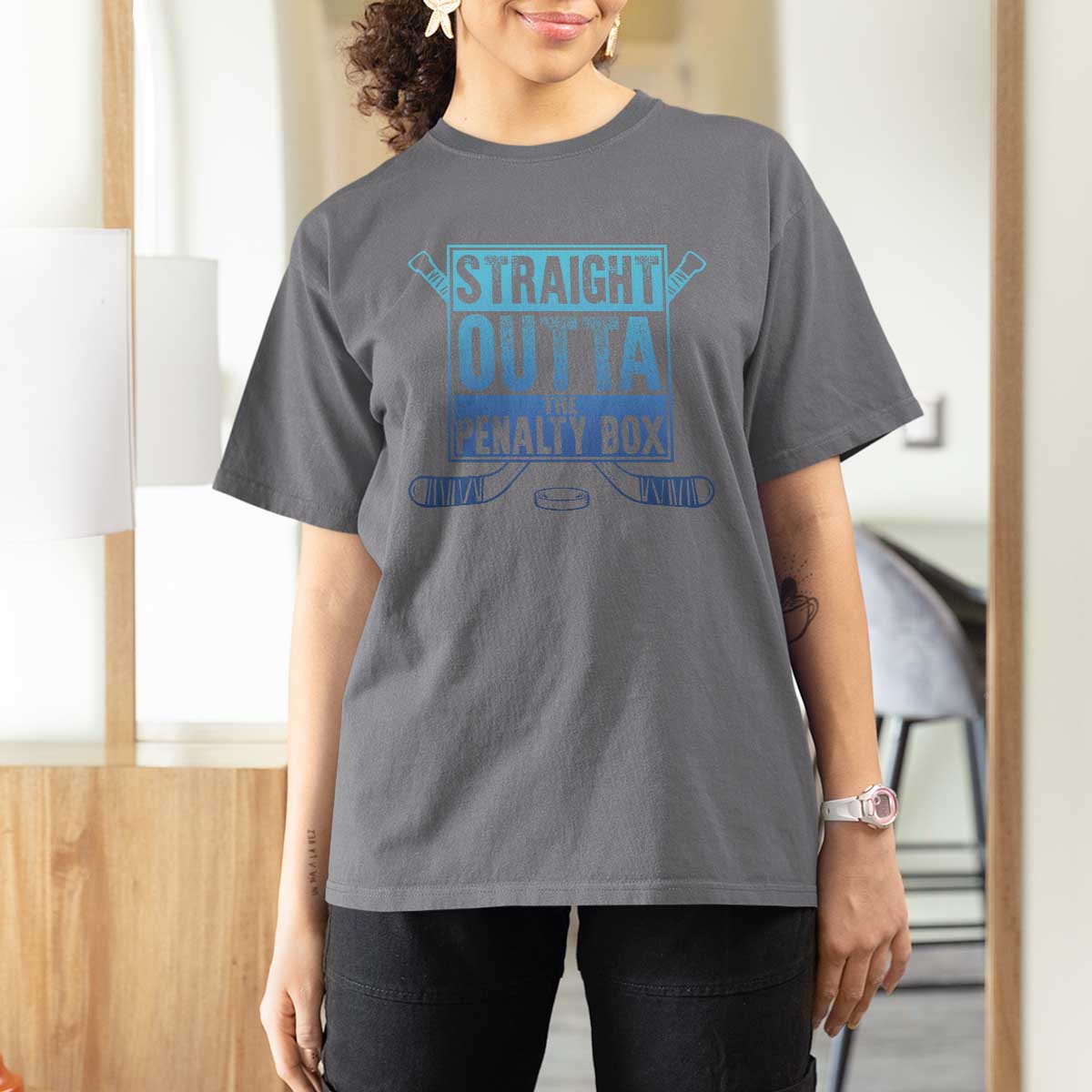 Ice Hockey Player Gift Straight Outta The Penalty Box T Shirt For Women
