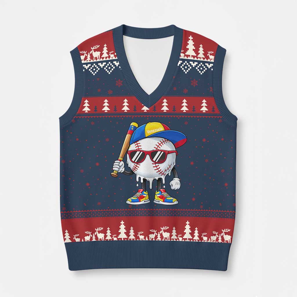 Venezuela Baseball V-Neck Knit Sweater Vest Venezuelan Pride Baseball Life Style Youth Drip Baseball Boys Kid
