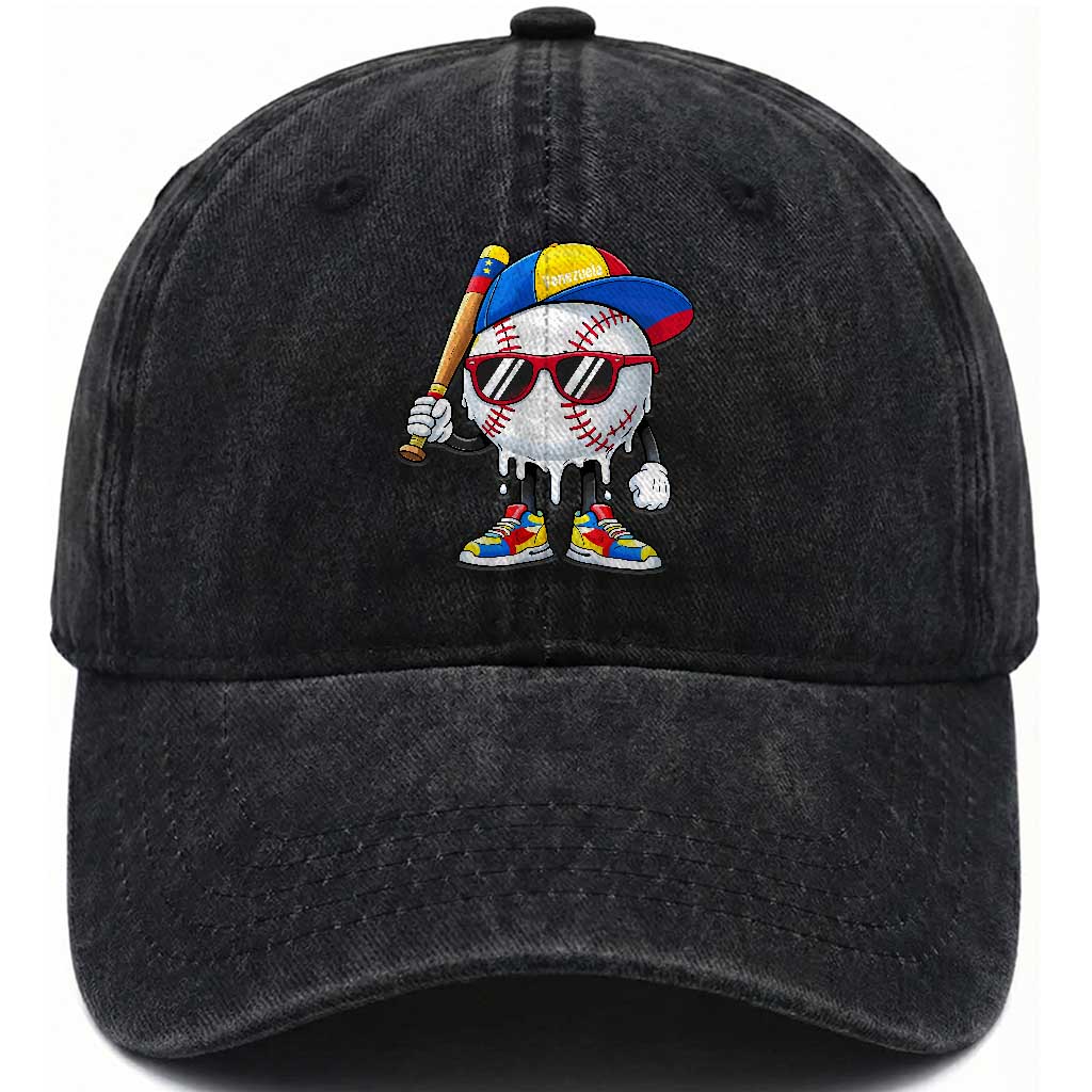 Venezuela Baseball Washed Cotton Baseball Cap Venezuelan Pride Baseball Life Style Youth Drip Baseball Boys Kid