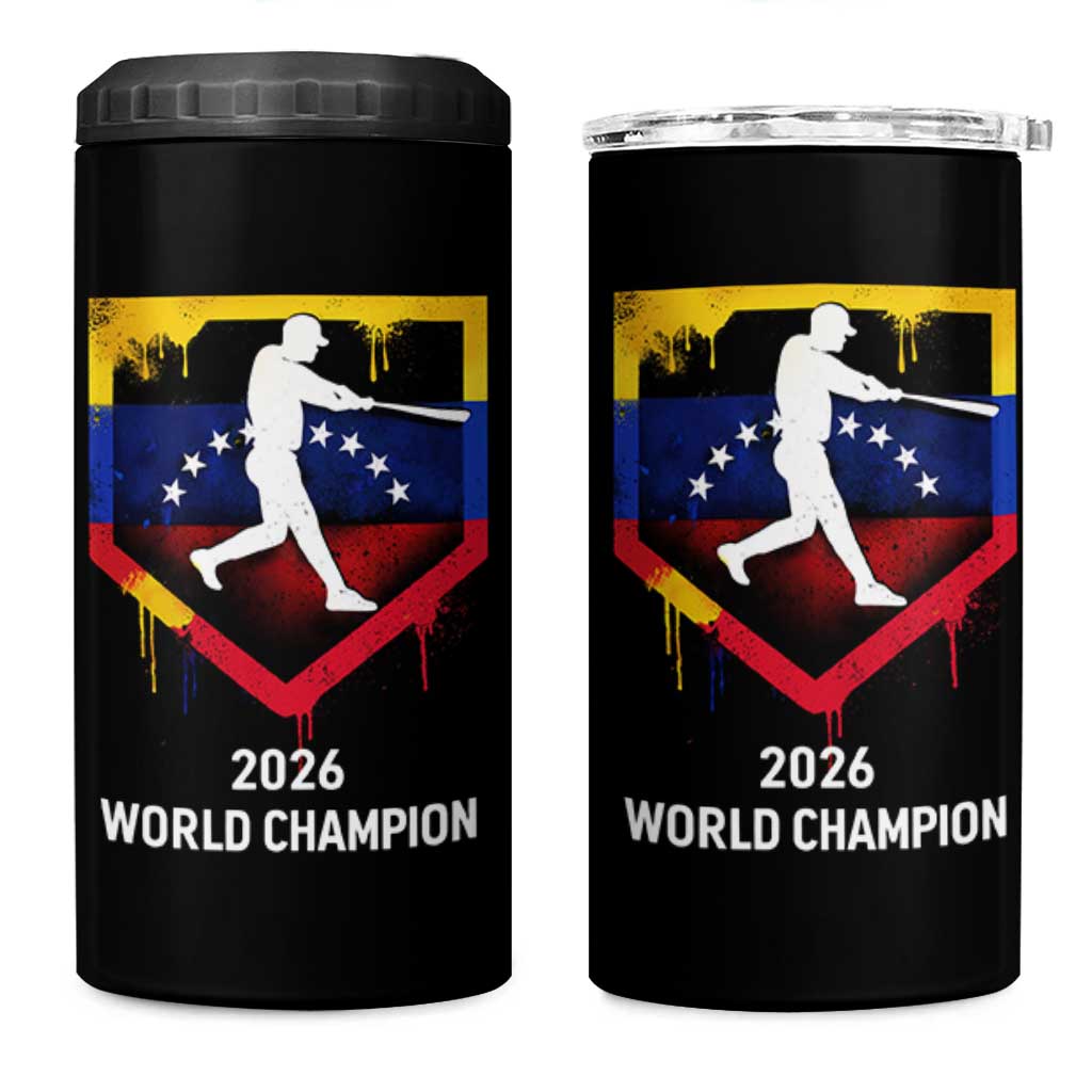Venezuela Baseball 2026 4 in 1 Can Cooler Tumbler Venezuelan Flag Baseball Fan Gift