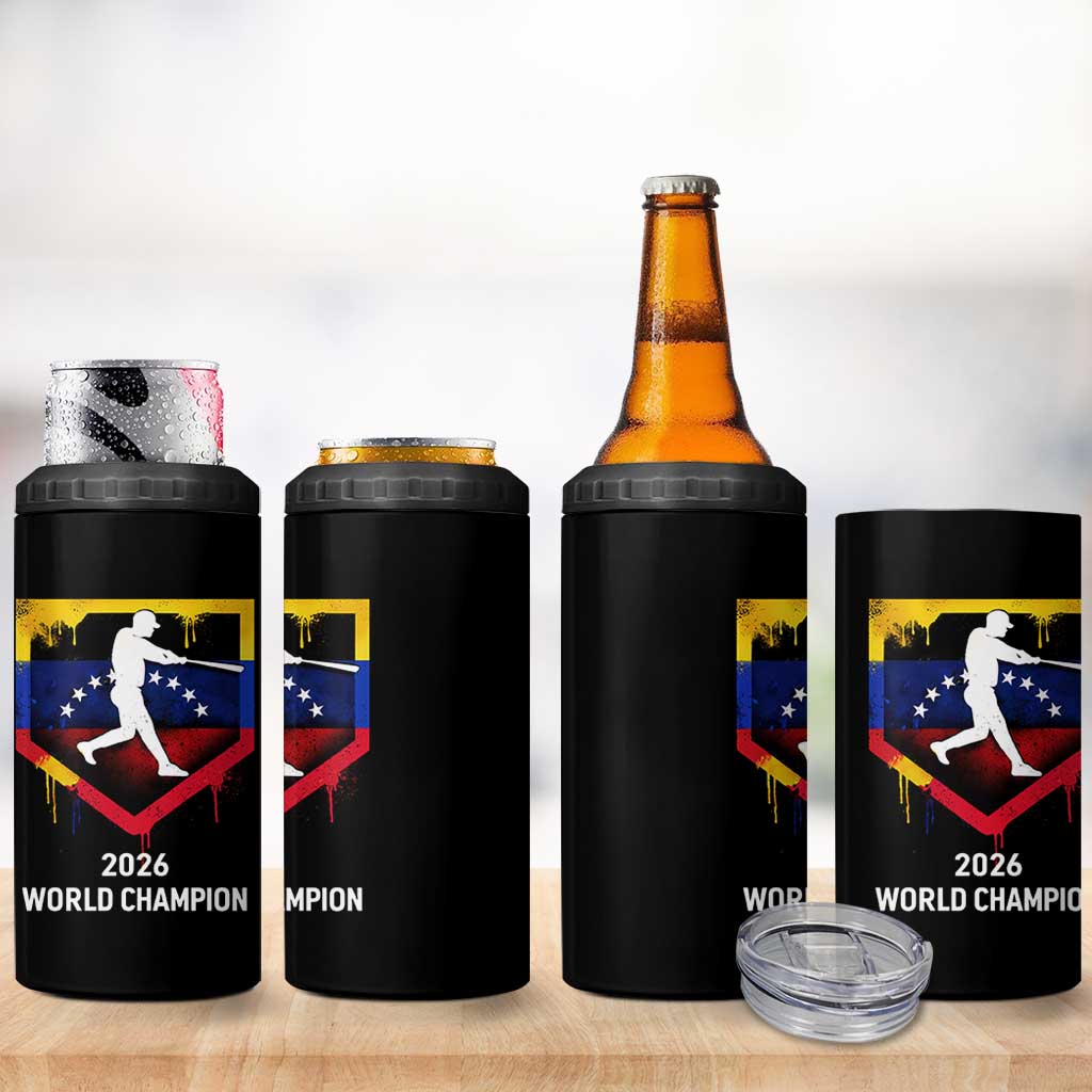 Venezuela Baseball 2026 4 in 1 Can Cooler Tumbler Venezuelan Flag Baseball Fan Gift