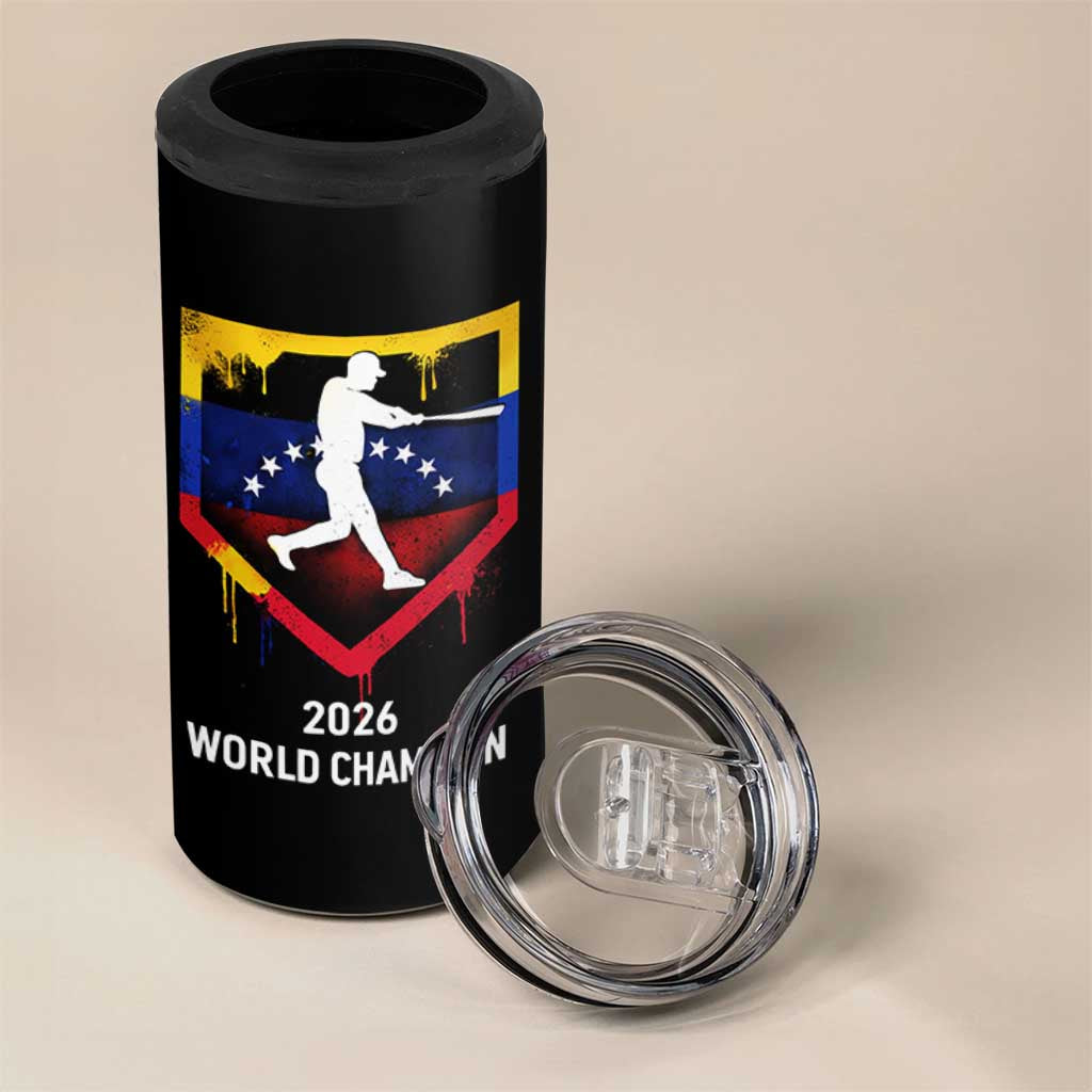 Venezuela Baseball 2026 4 in 1 Can Cooler Tumbler Venezuelan Flag Baseball Fan Gift