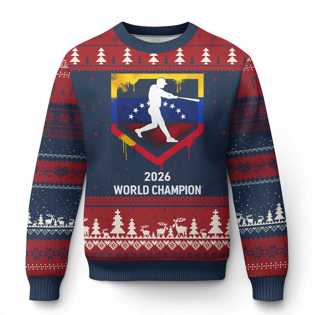 Venezuela Baseball 2026 Ugly Christmas Sweater Venezuelan Flag Baseball Fan Gift