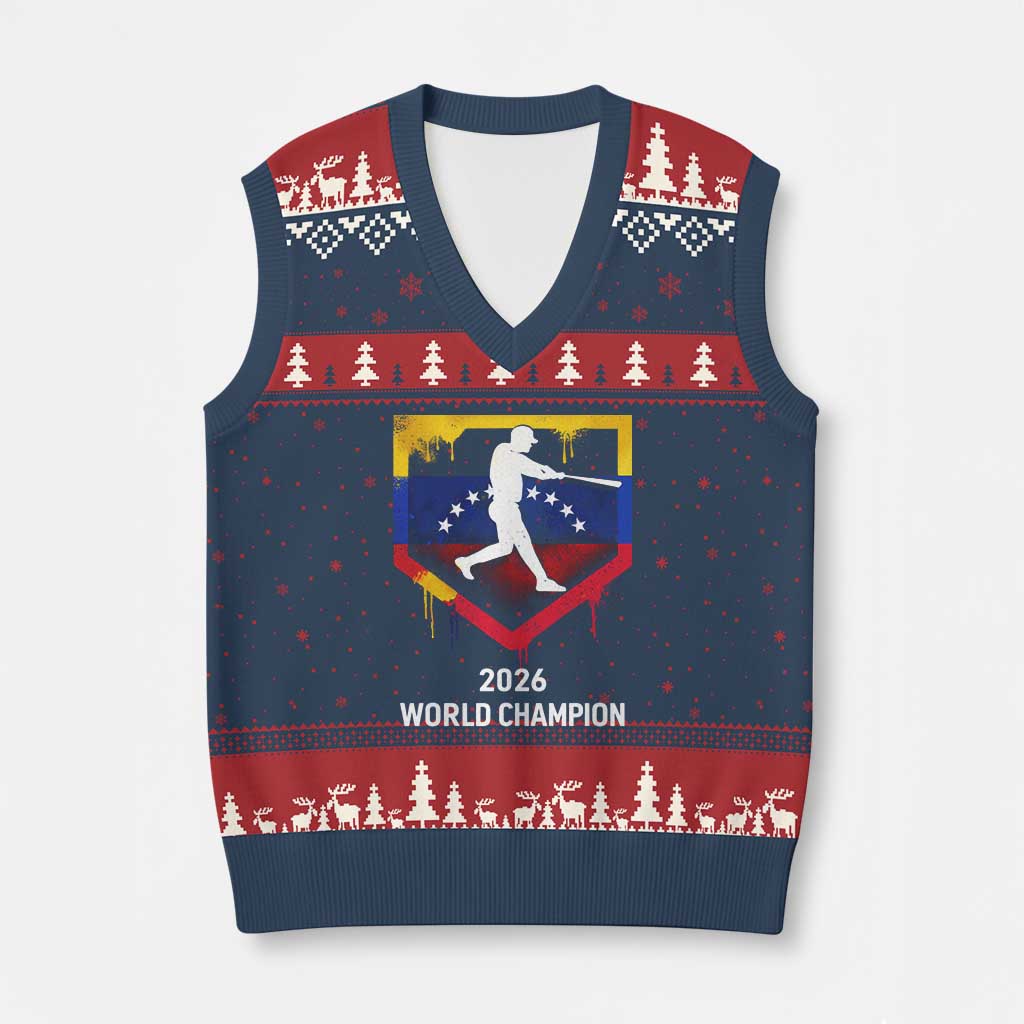 Venezuela Baseball 2026 V-Neck Knit Sweater Vest Venezuelan Flag Baseball Fan Gift