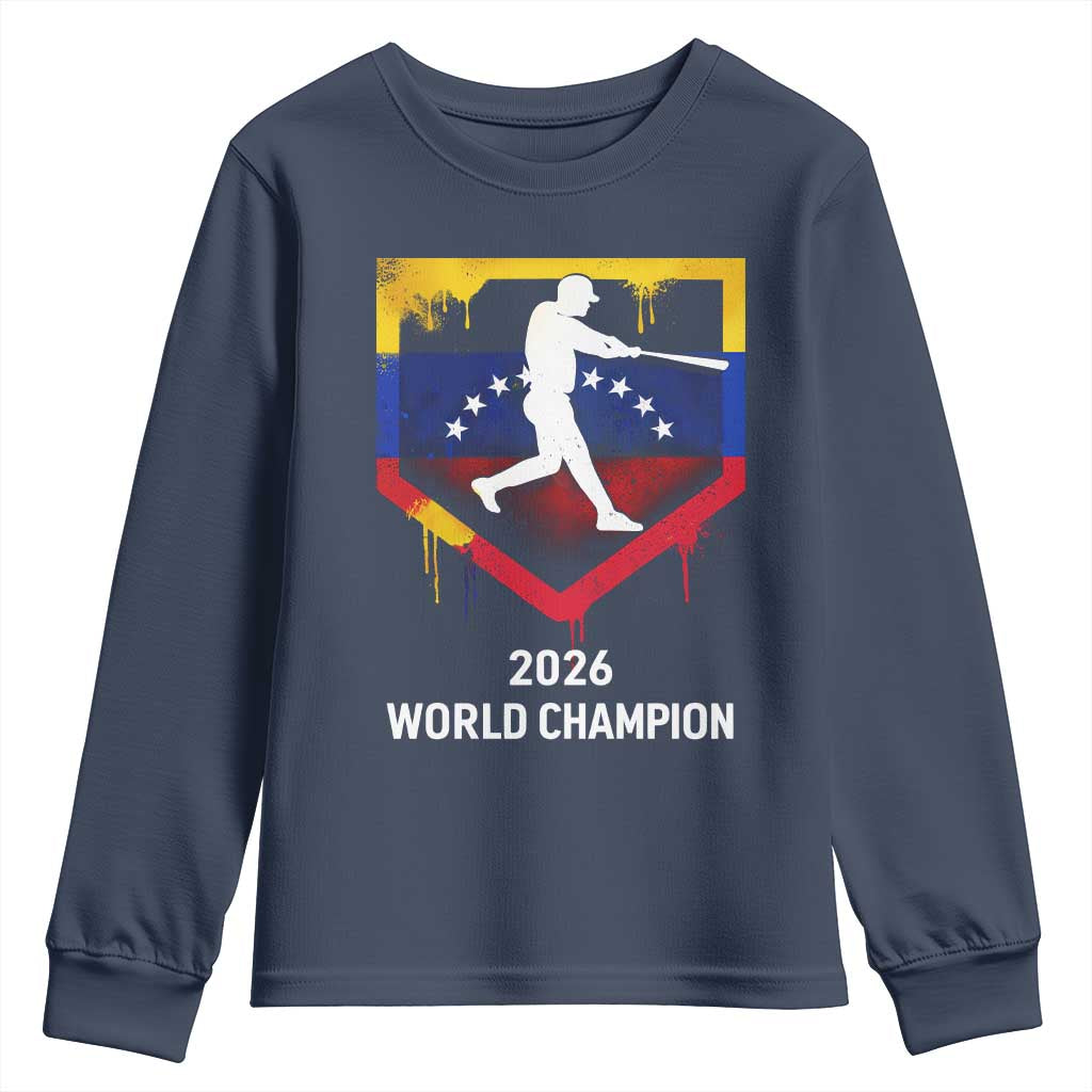 Venezuela Baseball 2026 Youth Sweatshirt Venezuelan Flag Baseball Fan Gift