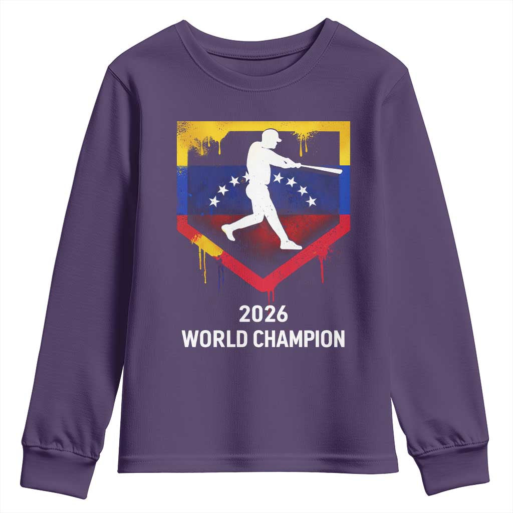 Venezuela Baseball 2026 Youth Sweatshirt Venezuelan Flag Baseball Fan Gift