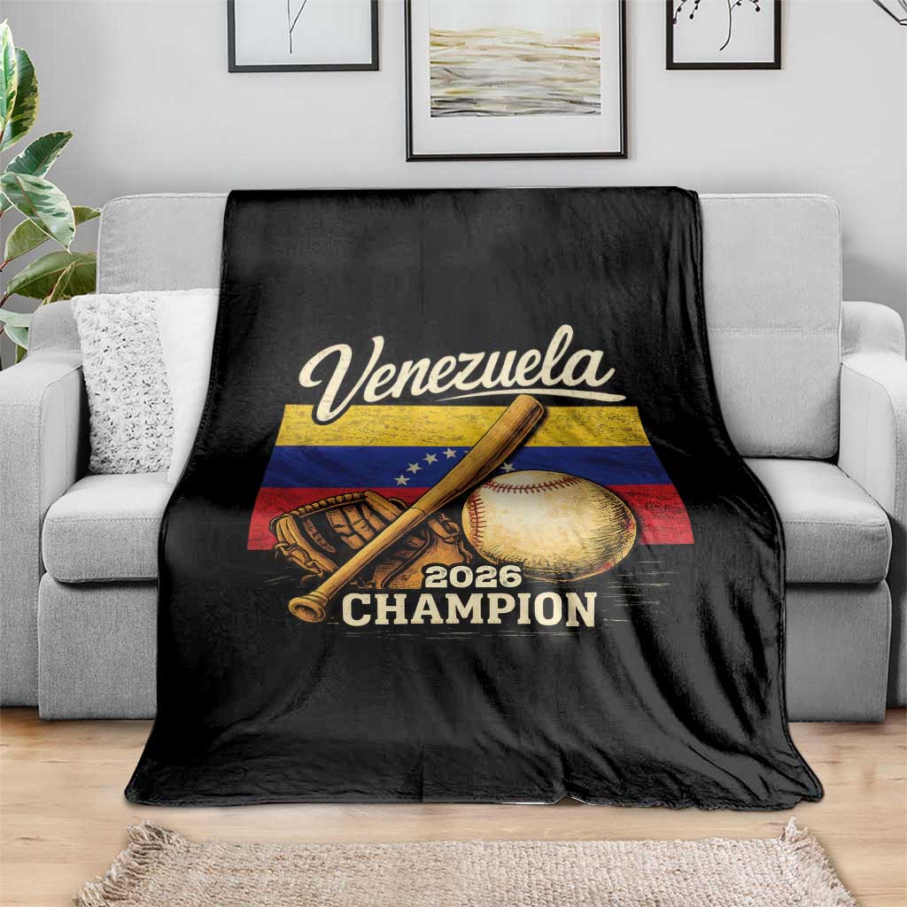 Venezuela Baseball 2026 Throw Blanket Champions Vintage Venezuelan Flag Baseball Fan Gift