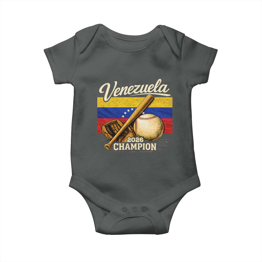 Venezuela Baseball 2026 Baby Onesie Champions Vintage Venezuelan Flag Baseball Fan Gift