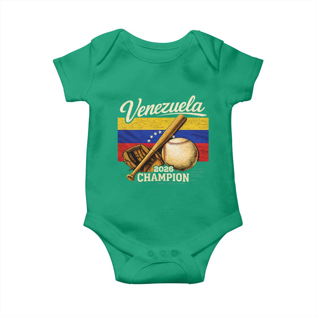 Venezuela Baseball 2026 Baby Onesie Champions Vintage Venezuelan Flag Baseball Fan Gift