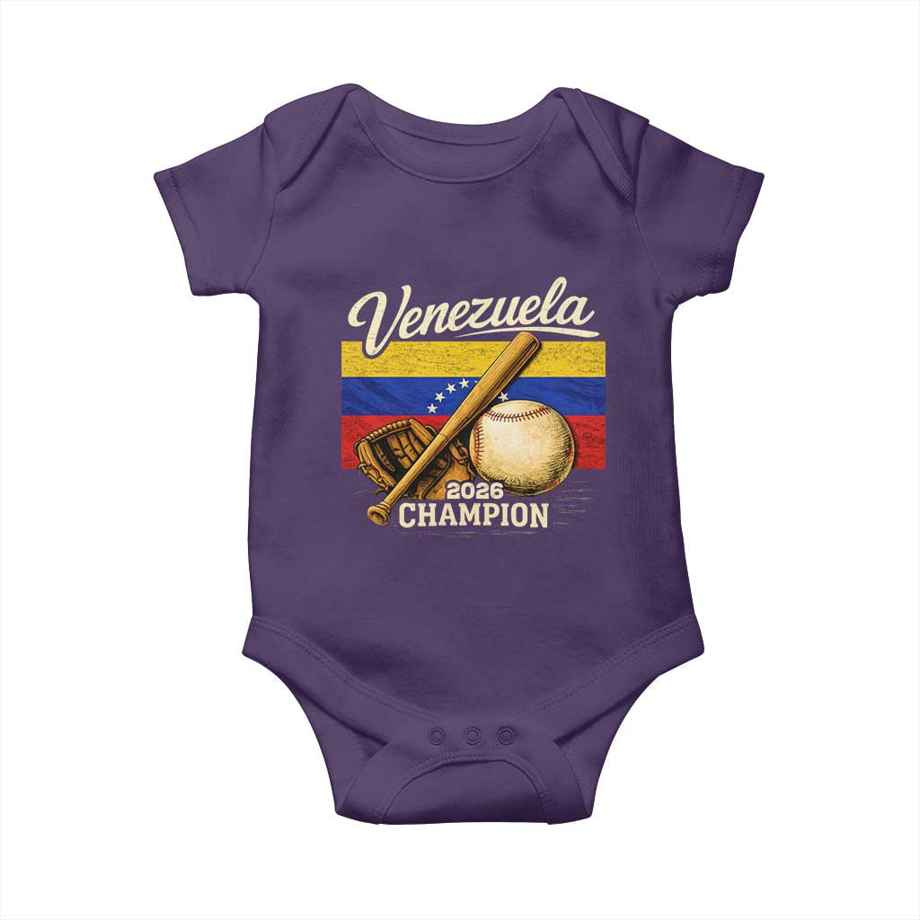 Venezuela Baseball 2026 Baby Onesie Champions Vintage Venezuelan Flag Baseball Fan Gift
