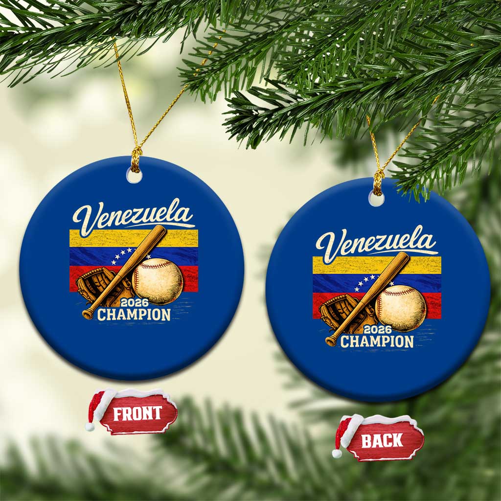 Venezuela Baseball 2026 Ceramic Ornament Champions Vintage Venezuelan Flag Baseball Fan Gift