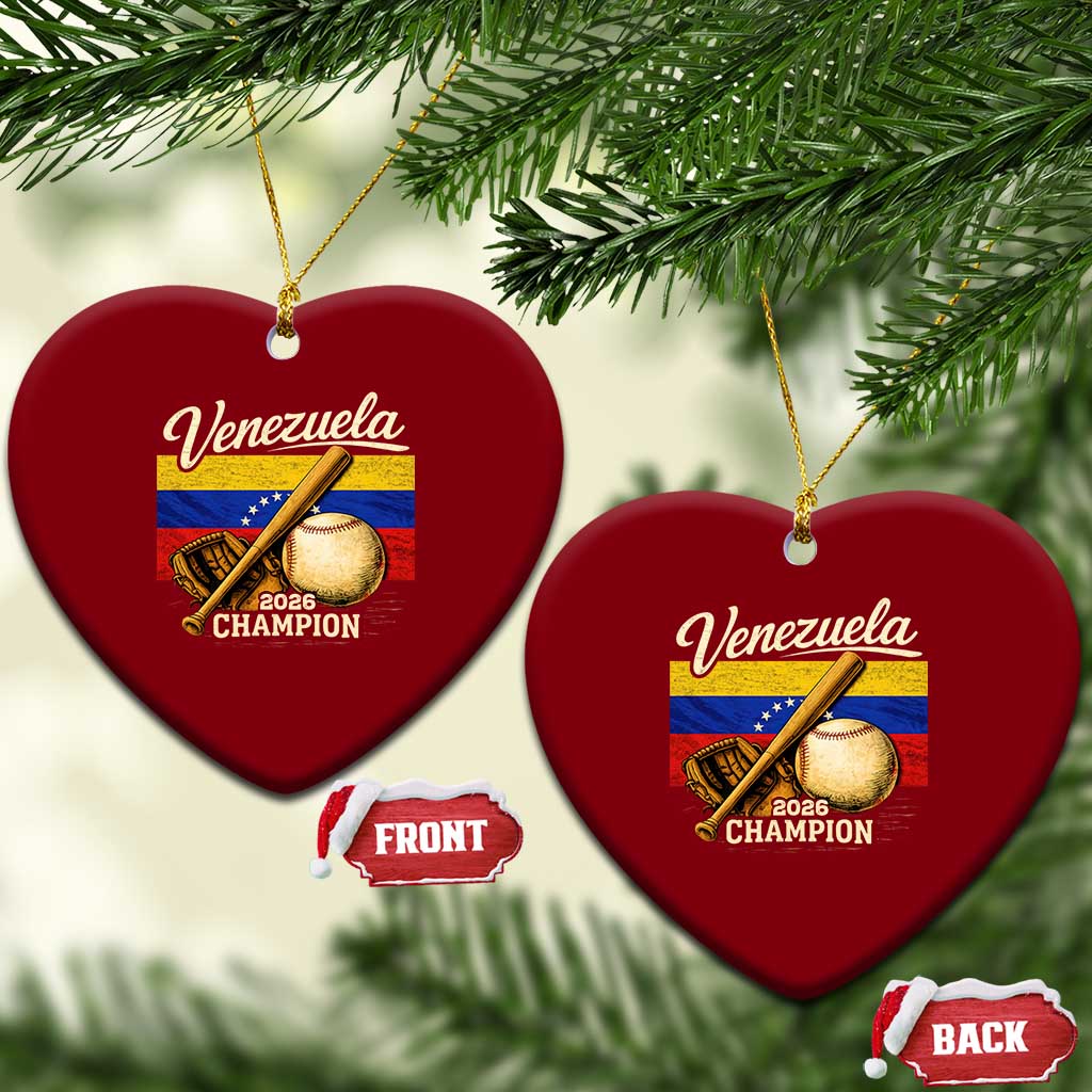 Venezuela Baseball 2026 Ceramic Ornament Champions Vintage Venezuelan Flag Baseball Fan Gift