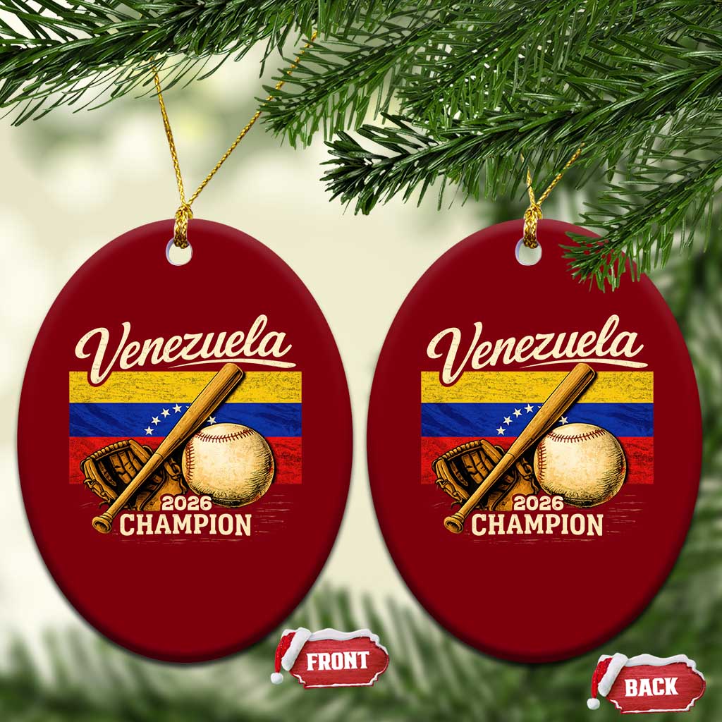Venezuela Baseball 2026 Ceramic Ornament Champions Vintage Venezuelan Flag Baseball Fan Gift