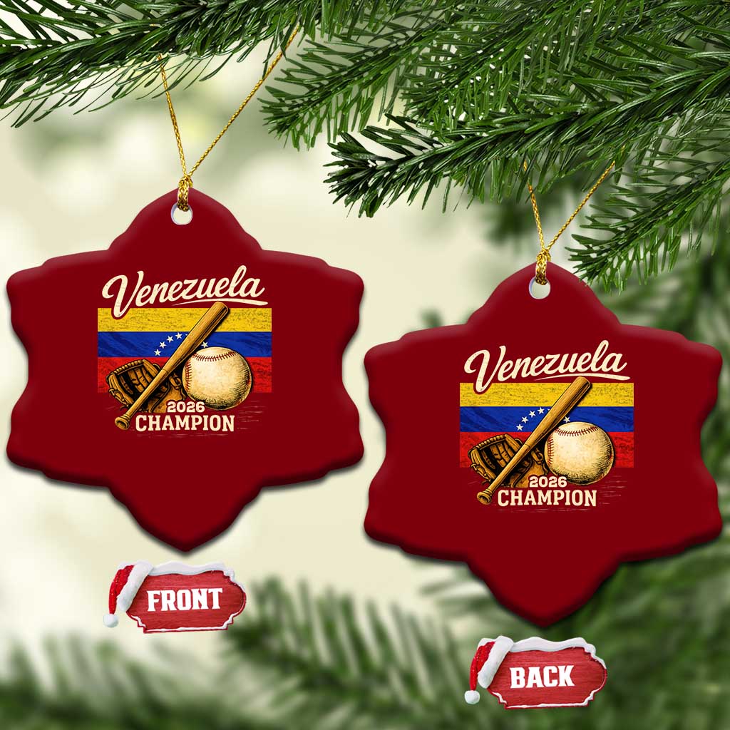 Venezuela Baseball 2026 Ceramic Ornament Champions Vintage Venezuelan Flag Baseball Fan Gift